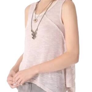 We The Free FP Boho Knit Sweater Tank Top Lilac Cream Shark Bite Hankerchief, XS